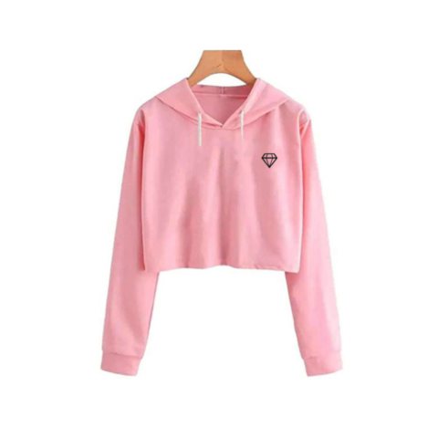 Blusa de Moletom Cropped Felpudo Rosa