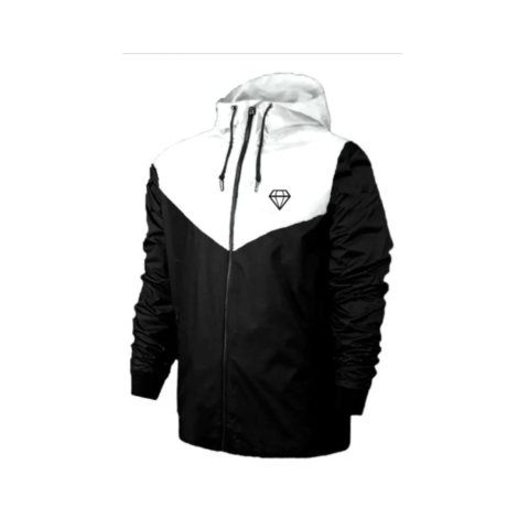 Jaqueta Corta Vento C/ Capuz Preto e Branco