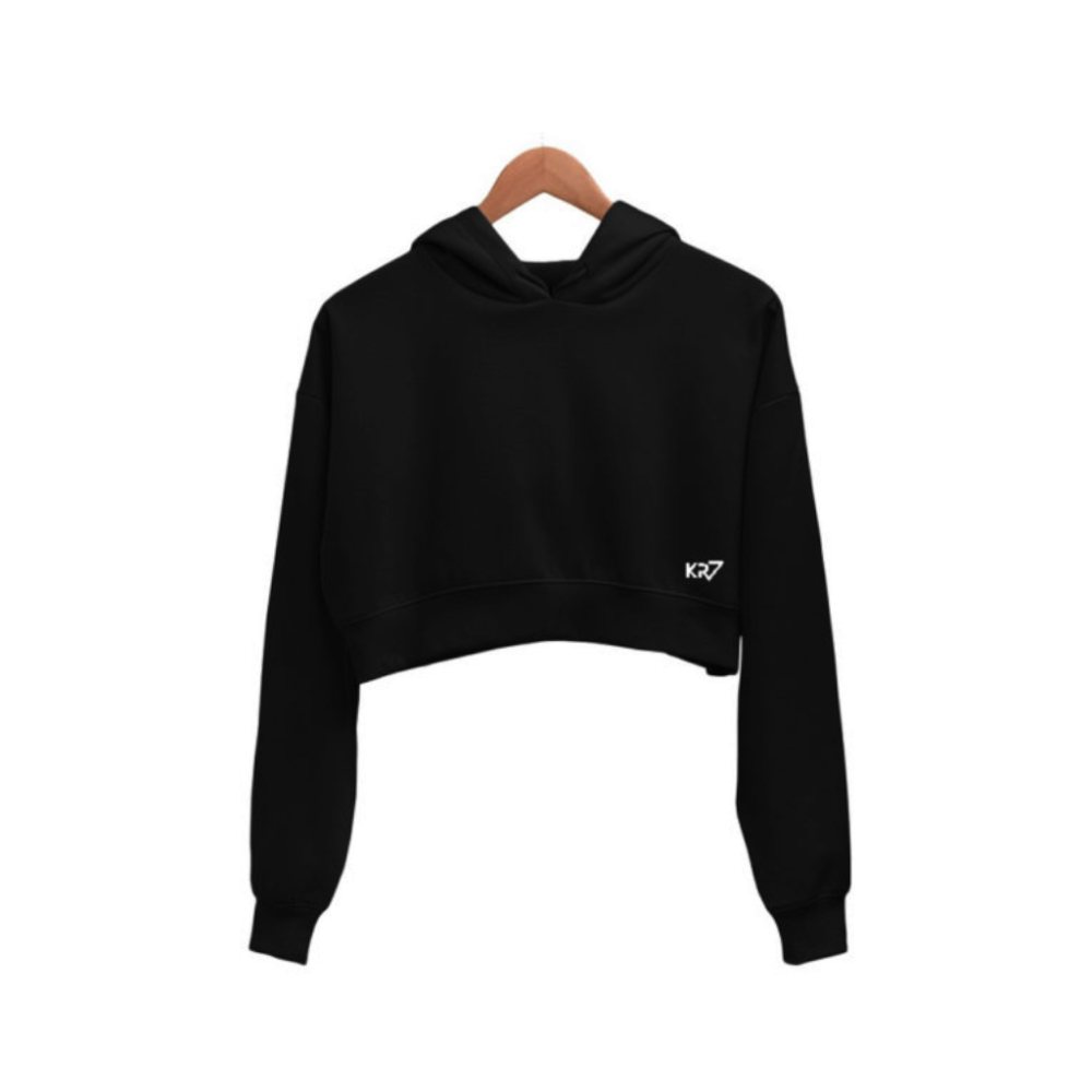 Blusa de Moletom Cropped Felpudo Preto Feminino
