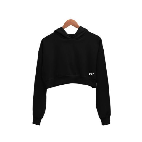 Blusa de Moletom Cropped Felpudo Preto Feminino
